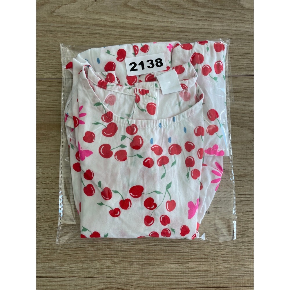 Cherry Print Sleeveless Dress Girls 3T White Red Cottagecore Whimsical Picnic - Picture 7 of 7